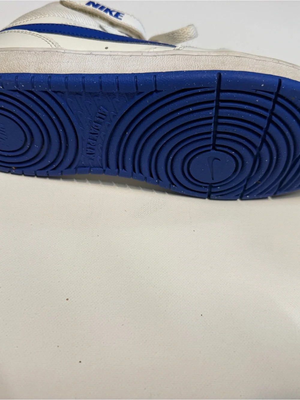 Nike Kids White and Royal Blue High-Top Sneakers